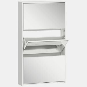 HOMCOM Sapateira Estreita 3 Portas com Espelho Sapateira para Entrada Corredor Para 9 Pares de Sapatos Para Corredor Espaços Reduzidos 65x17x114,5 cm Branco