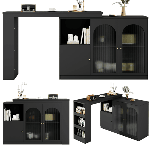 Mesa de bar extensível giratória de mdf,preto