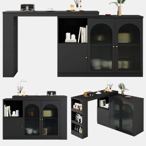 Mesa de bar extensível giratória de mdf,preto
