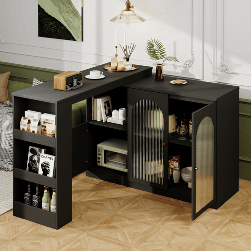 Mesa de bar extensível giratória de mdf,preto