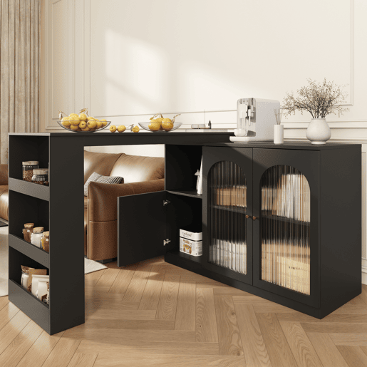 Mesa de bar extensível giratória de mdf,preto