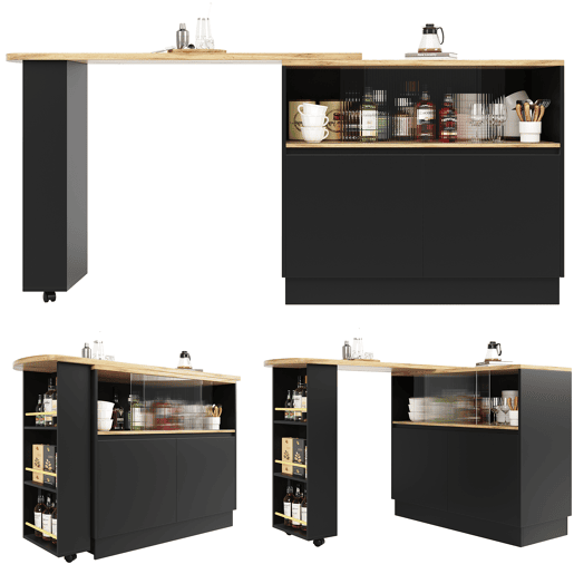 Mesa de bar extensível giratória de mdf,preto