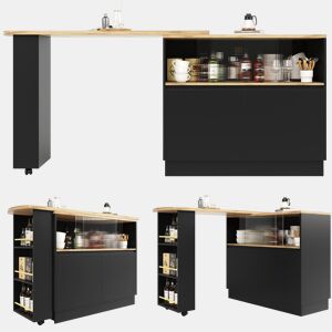 Mesa de bar extensível giratória de mdf,preto