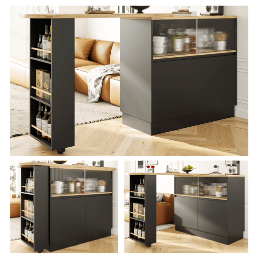 Mesa de bar extensível giratória de mdf,preto