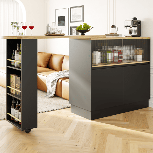 Mesa de bar extensível giratória de mdf,preto