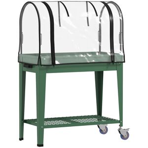 Outsunny Mesa de Cultivo com Rodas 80x40x120 cm Horta Urbana Elevada com Cobertura de Estufa e Prateleira Inferior para Cultivar Plantas Flores e Vegetais Verde