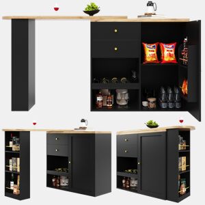 Mesa de bar extensível giratória de mdf,preto