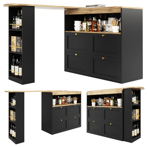 Mesa de bar extensível giratória de mdf,preto Mesa de bar extensível giratória de mdf,preto