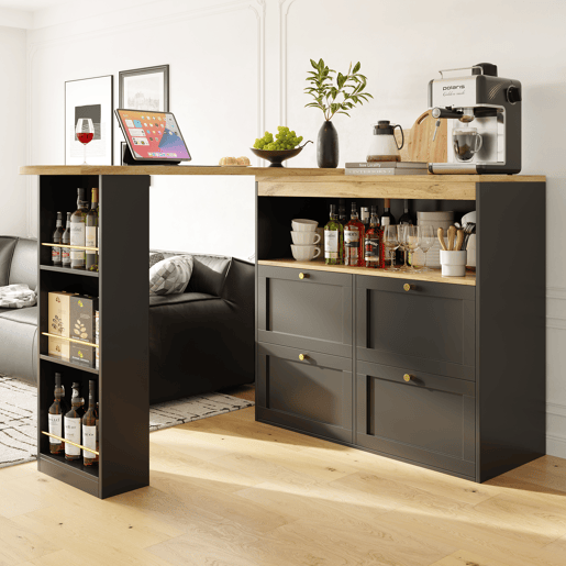Mesa de bar extensível giratória de mdf,preto Mesa de bar extensível giratória de mdf,preto