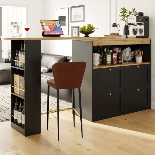 Mesa de bar extensível giratória de mdf,preto Mesa de bar extensível giratória de mdf,preto