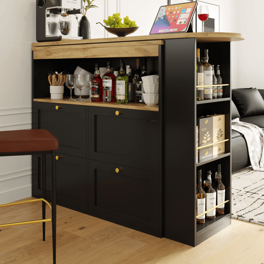Mesa de bar extensível giratória de mdf,preto Mesa de bar extensível giratória de mdf,preto