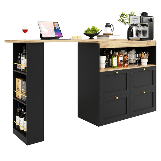 Mesa de bar extensível giratória de mdf,preto Mesa de bar extensível giratória de mdf,preto