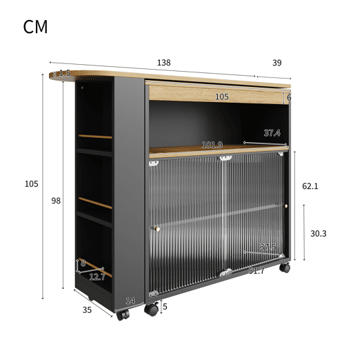Mesa de bar extensível giratória de mdf com luz led,preto