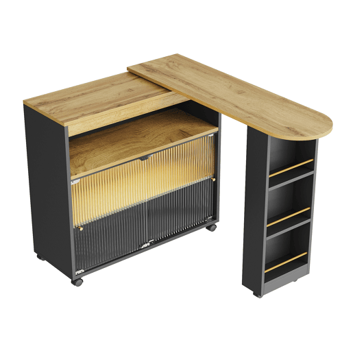 Mesa de bar extensível giratória de mdf com luz led,preto