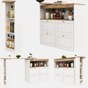 Mesa de bar extensível giratória de mdf,branco