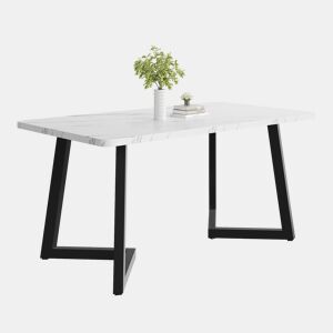 Mesa de jantar fixa retangular 117 cm de mdf,branco+cinza