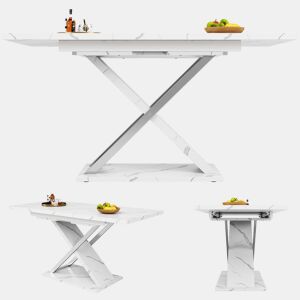 Mesa de jantar extensível retangular 118-157máx cm de mdf,branco