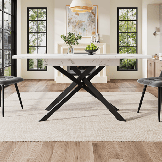Mesa de jantar extensível retangular 120-160máx cm de mdf,branco+preto Mesa de jantar extensível retangular 120-160máx cm de mdf,branco+preto