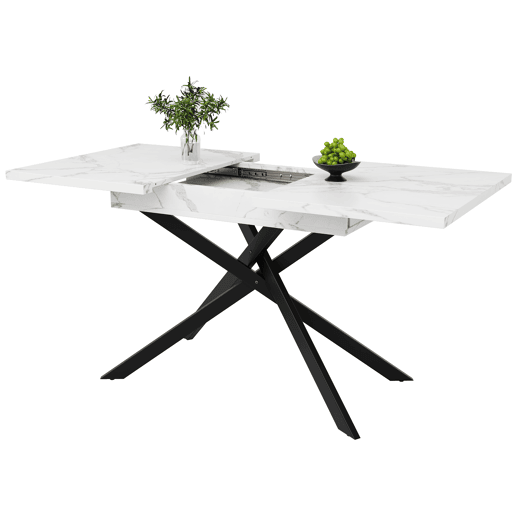 Mesa de jantar extensível retangular 120-160máx cm de mdf,branco+preto Mesa de jantar extensível retangular 120-160máx cm de mdf,branco+preto