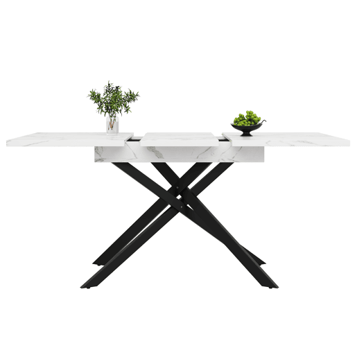 Mesa de jantar extensível retangular 120-160máx cm de mdf,branco+preto Mesa de jantar extensível retangular 120-160máx cm de mdf,branco+preto
