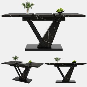 Mesa de jantar extensível retangular 120-160máx cm de mdf,preto