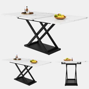 Mesa de jantar extensível retangular 120-160máx cm de mdf,branco