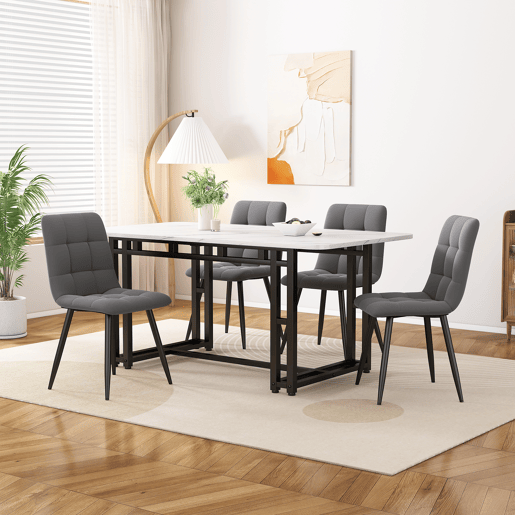 Mesa de jantar fixa retangular 120 cm de mdf,branco+preto