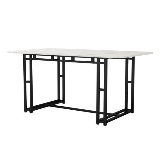 Mesa de jantar fixa retangular 120 cm de mdf,branco+preto