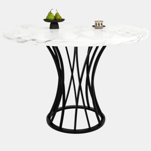 Mesa de jantar fixa redonda 80 cm de mdf,branco+preto