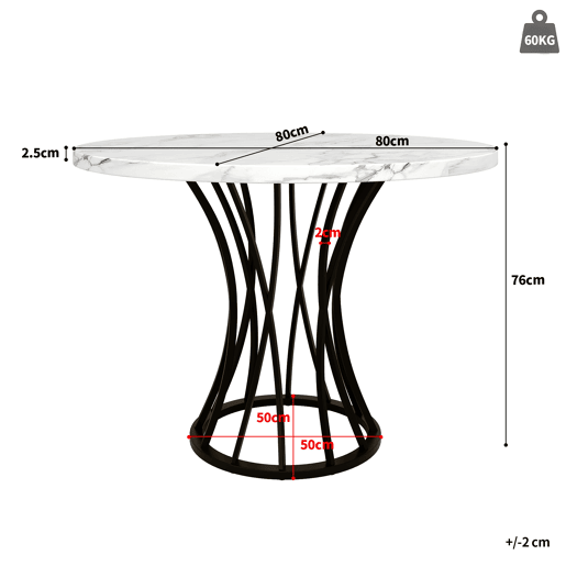 Mesa de jantar fixa redonda 80 cm de mdf,branco+preto