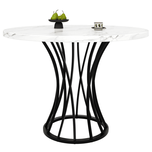 Mesa de jantar fixa redonda 80 cm de mdf,branco+preto