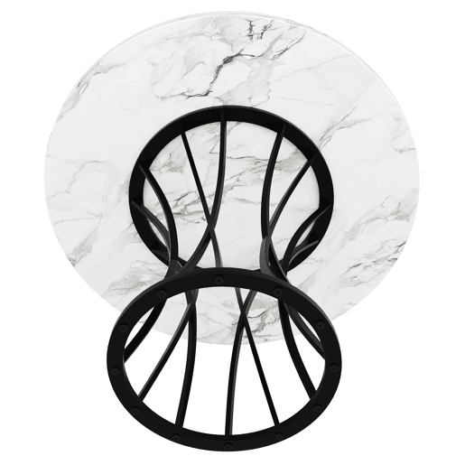Mesa de jantar fixa redonda 80 cm de mdf,branco+preto