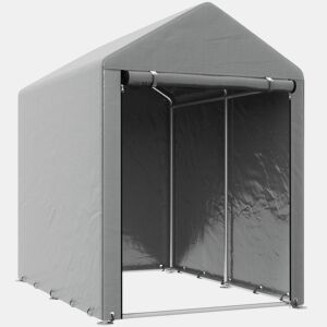 Outsunny Abrigo para Ferramentas Bicicletas e Motos 1,2x1,8x1,65 m Garagem Portátil com 2 Habitações Porta com Fecho de Correr Impermeável Anti-UV para Jardim Cinza Claro