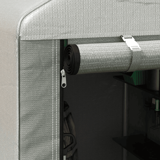 Outsunny Abrigo para Ferramentas Bicicletas e Motos 1,2x1,8x1,65 m Garagem Portátil com 2 Habitações Porta com Fecho de Correr Impermeável Anti-UV para Jardim Cinza Claro