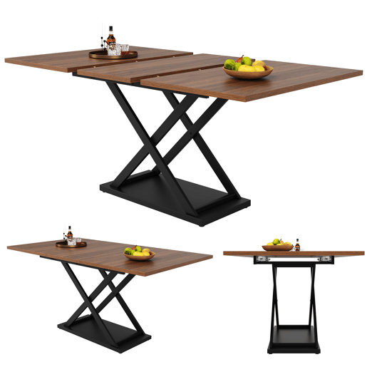 Mesa de jantar extensível retangular 120-160máx cm de mdf,noz Mesa de jantar extensível retangular 120-160máx cm de mdf,noz