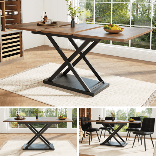 Mesa de jantar extensível retangular 120-160máx cm de mdf,noz Mesa de jantar extensível retangular 120-160máx cm de mdf,noz