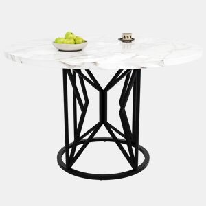 Mesa de jantar fixa redonda 100 cm de mdf,branco+preto