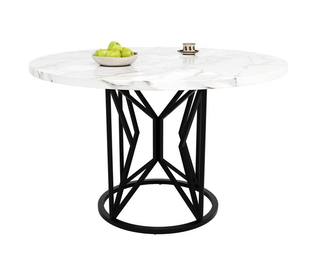 Mesa de comedor fija redonda 100 cm de mdf,blanco+negro
