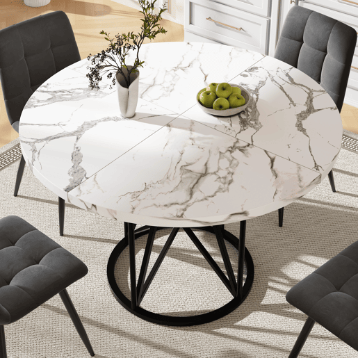 Mesa de jantar fixa redonda 100 cm de mdf,branco+preto