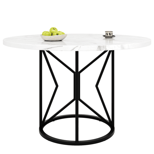 Mesa de jantar fixa redonda 100 cm de mdf,branco+preto