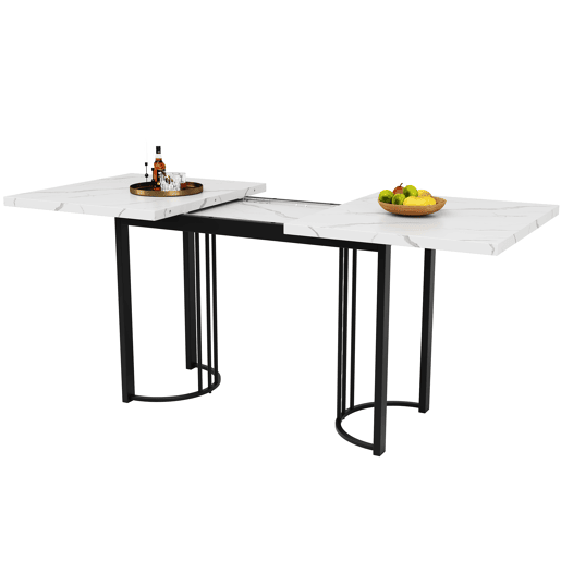 Mesa de jantar extensível retangular 140-179,5máx cm de mdf,branco+preto Mesa de jantar extensível retangular 140-179,5máx cm de mdf,branco+preto