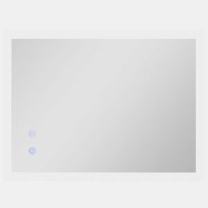 kleankin Espelho Casa de Banho com Luzes LED 80x60 cm Espelho de Parede com Função Antiembaciamento 3 Cores Função de Memória Interruptor Tátil e Classificação IP44 Horizontal ou Vertical Prata