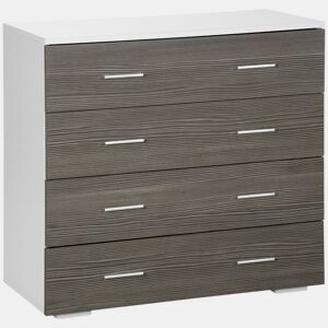 HOMCOM Cómoda com 4 Gavetas Cómoda Auxiliar de Armazenamento Moderna para Dormitório Corredor Sala de Estar 76x35x72cm Cinzento e Branco