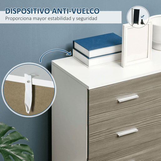 HOMCOM Cómoda com 4 Gavetas Cómoda Auxiliar de Armazenamento Moderna para Dormitório Corredor Sala de Estar 76x35x72cm Cinzento e Branco