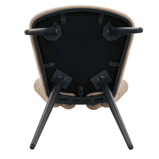 Conjunto de 2 cadeiras de jantar - encosto com recorte triangular, pernas em metal preto - camel
