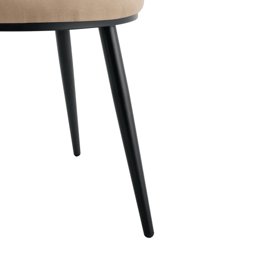 Cadeira de sala de jantar 2 unidades - Encosto com corte triangular, pernas metálicas pretas, estável - Camel