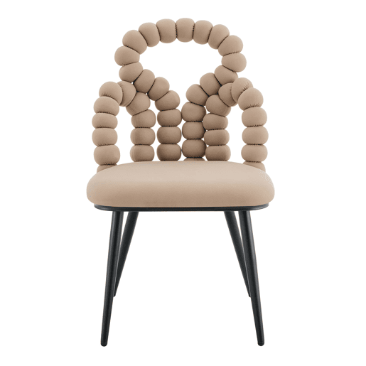 Cadeiras de sala de jantar 2 unidades - Encosto com corrente de bolas, pernas metálicas pretas, versáteis - Camel