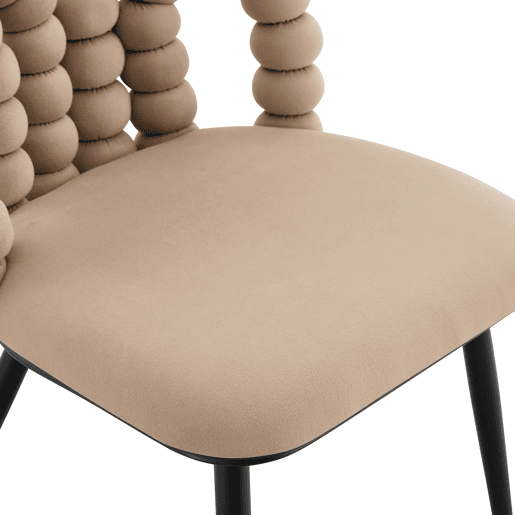 Cadeiras de sala de jantar 2 unidades - Encosto com corrente de bolas, pernas metálicas pretas, versáteis - Camel