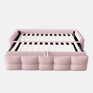 Sofá-cama extensível 90180x190 cm - Convertível individual e duplo, com estrado, multifuncional - Rosa