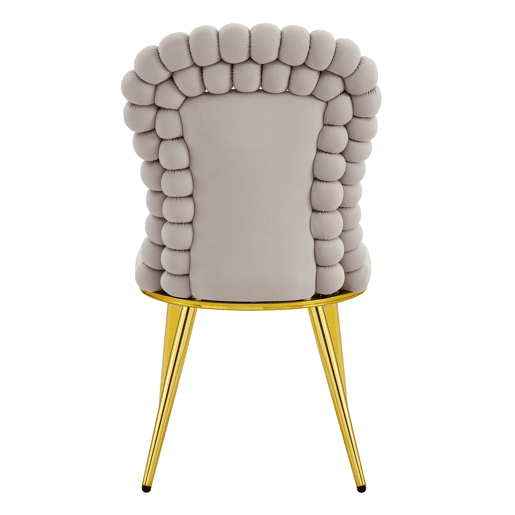 Cadeiras de sala de jantar 2 unidades - Encosto com correntes de bolas, pernas em metal dourado - Cinza claro